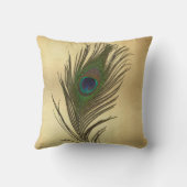 金ゴールドのヴィンテージの一見の孔雀の羽 クッション (裏面)