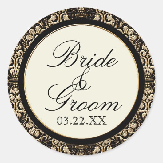 金ゴールドの一見は、アールヌーボーバロック式のDeco 20sのスタイルをひもで締めます ラウンドシール (正面)