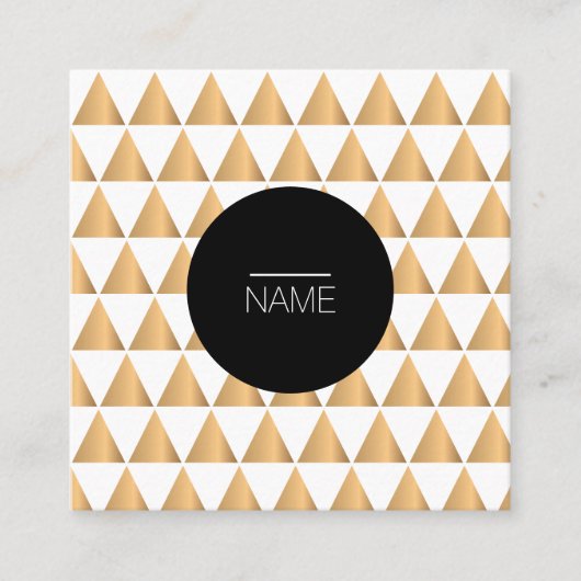 金ゴールドの三角形幾何学的な正方形のBusinessCard スクエア名刺 (正面)