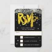 金ゴールドの下でStars Wedding RSVP (正面)