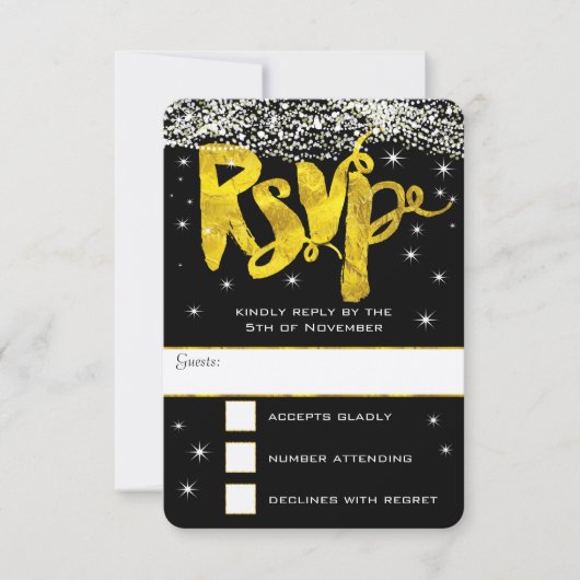 金ゴールドの下でStars Wedding RSVP (正面)