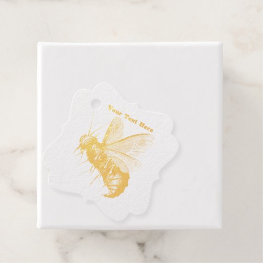 金ゴールドの不気味なゴシックビーのスカルが羽に フェイバータグ (箱)