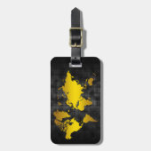 金ゴールドの世界地図のフェイクな専門の黒い金属 ラゲッジタグ (正面縦)