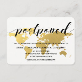 金ゴールドの世界地図の結婚変更 エンクロージャーカード