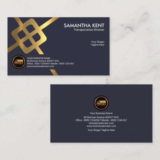 金ゴールドの交差道路の記号論理学のルートの交通機関 名刺 (正面/裏面)