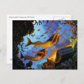 金ゴールドの人魚の宝物 ポストカード (正面/裏面)