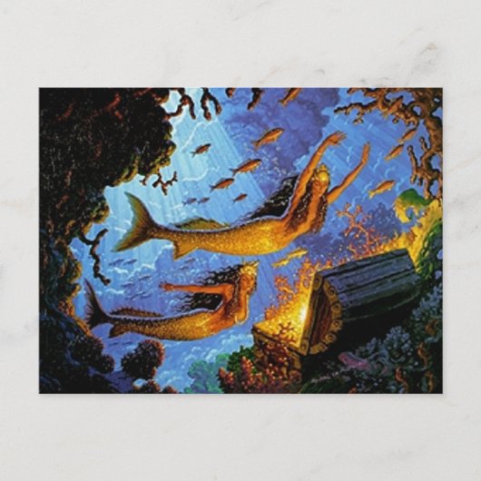金ゴールドの人魚の宝物 ポストカード (正面)