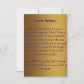 金ゴールドの仮面舞踏会のマスクの謝肉祭の招待状 招待状 (裏面)