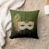 金ゴールドの仮面舞踏会の緑のひもは正方形の枕をつけます クッション (ブランケット)