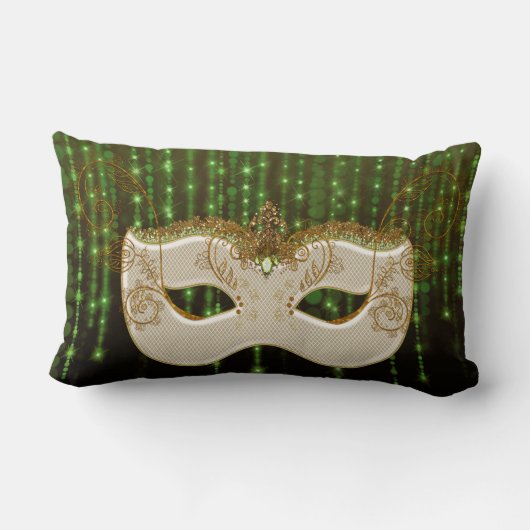 金ゴールドの仮面舞踏会の緑のひもは腰神経の枕をつけます ランバークッション (裏面)