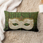 金ゴールドの仮面舞踏会の緑のひもは腰神経の枕をつけます ランバークッション (ブランケット)