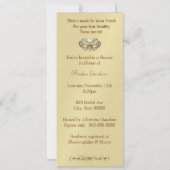 金ゴールドの仮面舞踏会の赤いブライダルシャワーの招待状 招待状 (裏面)