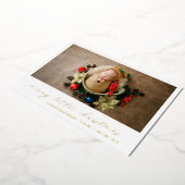 金ゴールドの休日の写真クリスマスの誕生発表 箔シーズンカード (回転した状態)