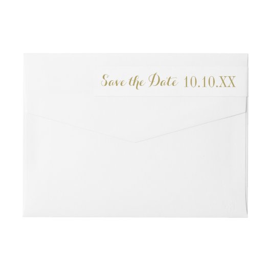 金ゴールドの保存日付の差出人住所 ラップアラウンドラベル (裏面)