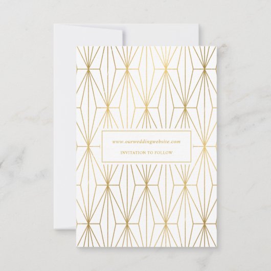 金ゴールドの保存日付の結婚式の発表 招待状 (裏面)