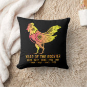 金ゴールドの傾斜の年の鶏の〔占星術の〕十二宮図ブラック クッション (ブランケット)