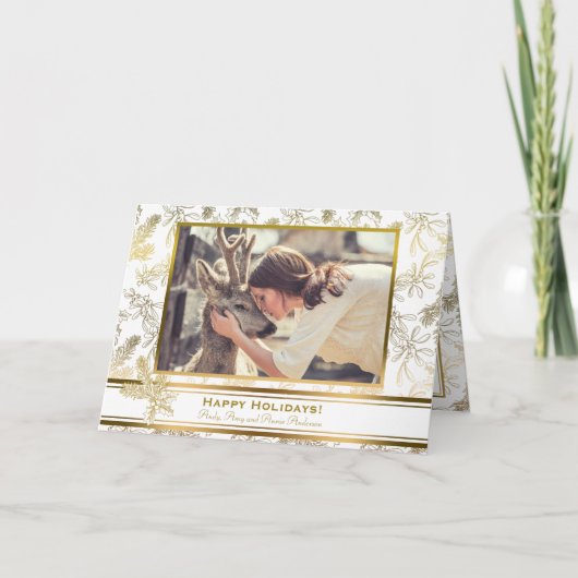 金ゴールドの優雅によって刻まれるヒイラギのカスタムの写真 シーズンカード (正面)