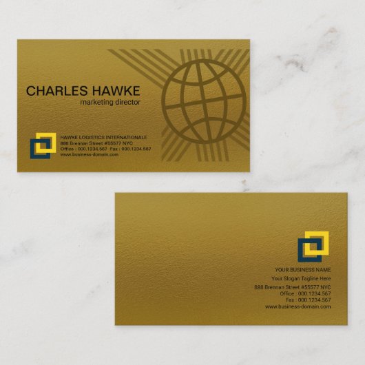 金ゴールドの優雅の国際的で全体的なつながりライン 名刺 (正面/裏面)