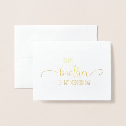 金ゴールドの兄弟結婚式の日サンキューカード 箔カード (封筒付き正面)