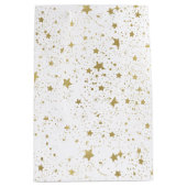 金ゴールドの光っている星 ミディアムペーパーバッグ (正面)