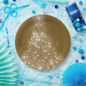 金ゴールドの光エレガントりのクリスマスツリー ペーパープレート (パーティー)