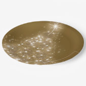 金ゴールドの光エレガントりのクリスマスツリー ペーパープレート (アングル)