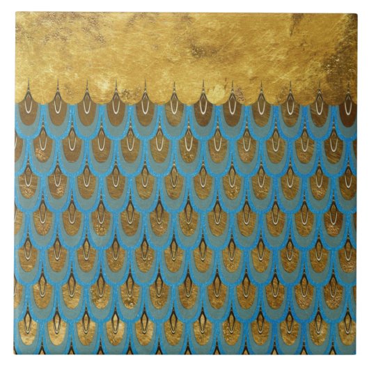 金ゴールドの光沢があるプリンセスの人魚のグリッターのスケール タイル (正面)