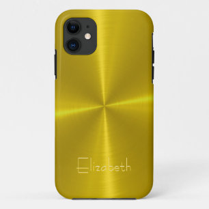 金ゴールドの光沢がある鋼鉄金属 iPhone 11 ケース