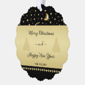 金ゴールドの光沢のあるクリスマススター、金ゴールドと黒の前足 オーナメントカード (左)