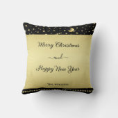 金ゴールドの光沢のあるクリスマススター、金ゴールドと黒の前足 クッション (裏面)