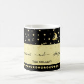 金ゴールドの光沢のあるクリスマススター、金ゴールドと黒の前足 コーヒーマグカップ (中央)