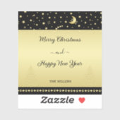 金ゴールドの光沢のあるクリスマススター、金ゴールドと黒の前足 シール (シート)