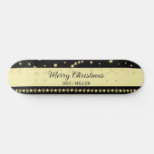 金ゴールドの光沢のあるクリスマススター、金ゴールドと黒の前足 スケートボード (横)