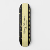 金ゴールドの光沢のあるクリスマススター、金ゴールドと黒の前足 スケートボード (正面)