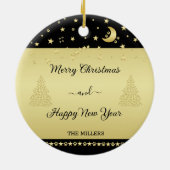 金ゴールドの光沢のあるクリスマススター、金ゴールドと黒の前足 セラミックオーナメント (裏面)