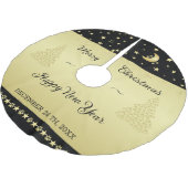 金ゴールドの光沢のあるクリスマススター、金ゴールドと黒の前足 ブラッシュドポリエステルツリースカート (アングル)