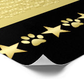 金ゴールドの光沢のあるクリスマススター、金ゴールドと黒の前足 ポスター (角)