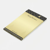 金ゴールドの光沢のあるクリスマススター、金ゴールドと黒の前足 ポストイット (アングル)