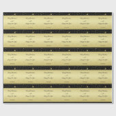 金ゴールドの光沢のあるクリスマススター、金ゴールドと黒の前足 ラッピングペーパー (フラット)