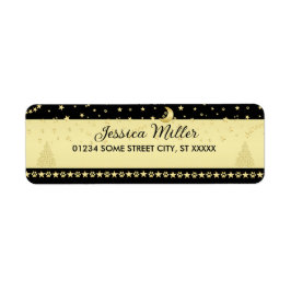 金ゴールドの光沢のあるクリスマススター、金ゴールドと黒の前足 ラベル