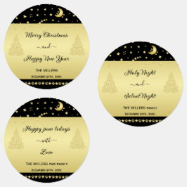 金ゴールドの光沢のあるクリスマススター、金ゴールドと黒の前足 ラベル