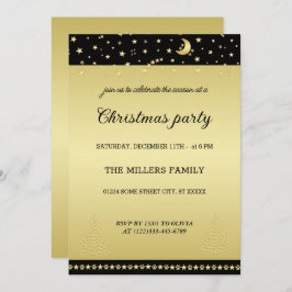 金ゴールドの光沢のあるクリスマススター、金ゴールドと黒の前足 招待状