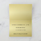 金ゴールドの光沢のあるクリスマススター、金ゴールドと黒の前足 招待状 (内部)