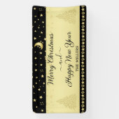 金ゴールドの光沢のあるクリスマススター、金ゴールドと黒の前足 横断幕 (縦)