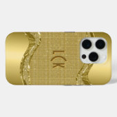 金ゴールドの光沢のあるフェイク外観 Case-Mate iPhoneケース (裏面 (横))