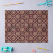 金ゴールドの円と渦(濃い赤のデコパージュ)  薄葉紙 (クラフト)