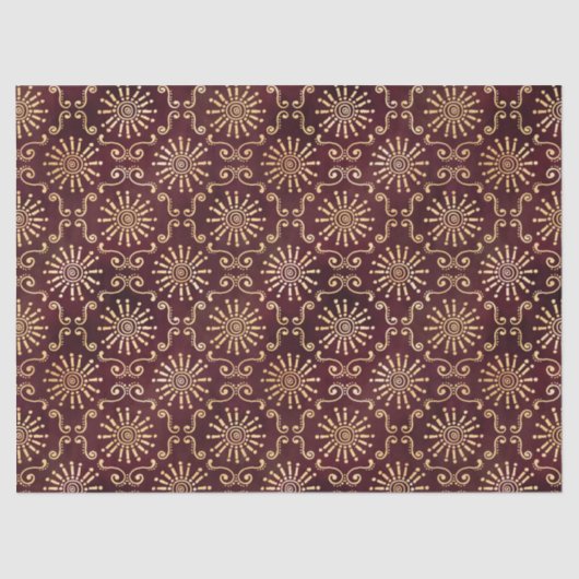 金ゴールドの円と渦(濃い赤のデコパージュ)  薄葉紙 (正面)