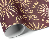金ゴールドの円と渦(濃い赤) ラッピングペーパー (ロールコーナー)