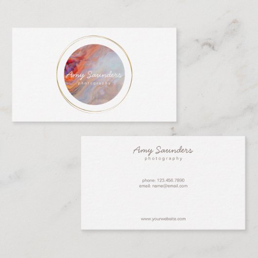 金ゴールドの円の火オパールのデザインの名刺 名刺 (正面/裏面)