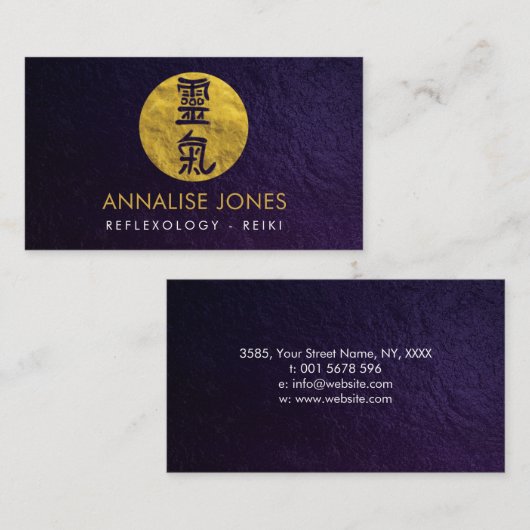 金ゴールドの円の霊気の治療の記号 名刺 (正面/裏面)